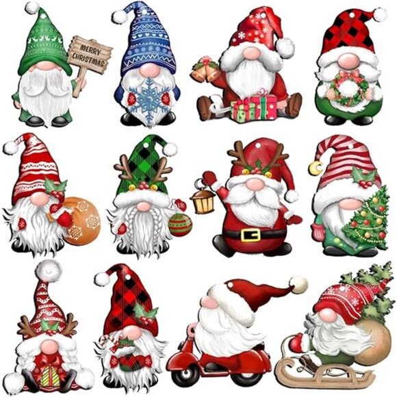 24 Pieces Christmas Gnome Wooden Hanging Ornaments, Wood Hanging Decor for - Picture 7 of 7